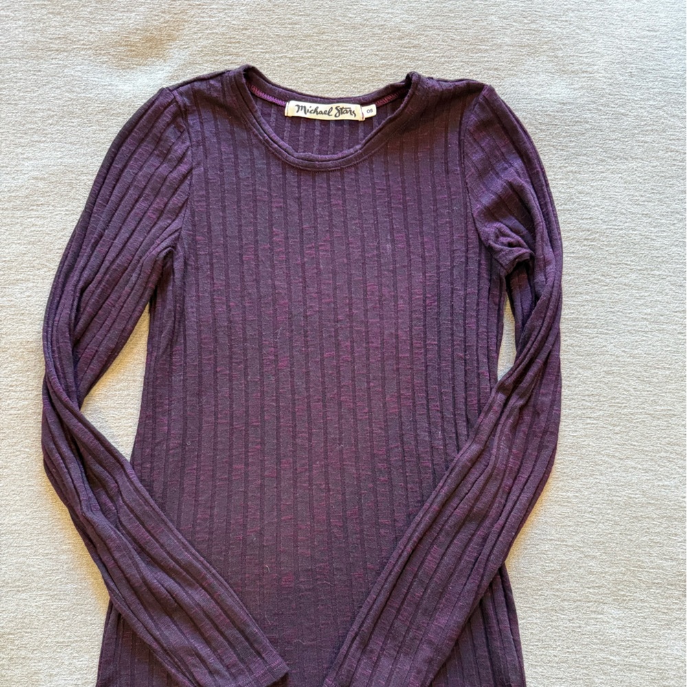 Michael Stars Deep Purple Ribbed Sweater